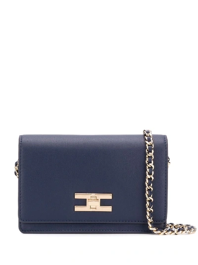 Elisabetta Franchi Branded Shoulder Bag In Dark Blue