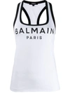 Balmain Logo Print Lycra Tank Top In White