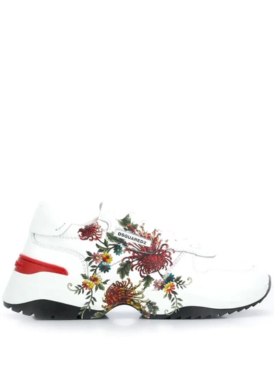 Dsquared2 D24 White Flower Print Trainer