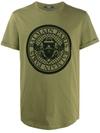 Balmain Short-sleeved T-shirt With Flocked Crest In Green