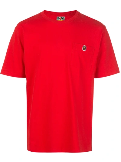 Bape One Point Pocket T-shirt In Red