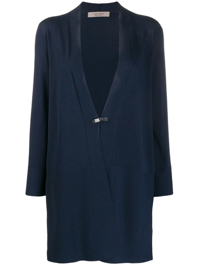 D-exterior Panelled Loose-fit Cardi-coat In Blue