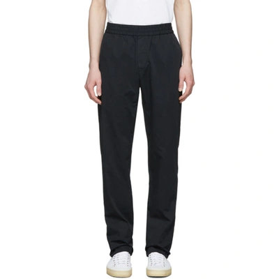 Sunspel Straight Leg Cotton Trousers In Navy