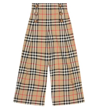 Burberry Kids' Little Girl's & Girl's Kg4 Tilda Vintage Check Wide-leg Pants In Beige