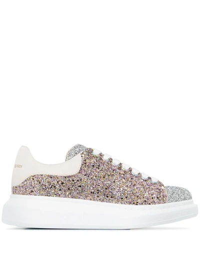 Alexander Mcqueen Oversized Metallic Glittered Sneakers In Pink