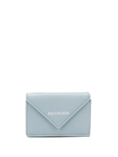 Balenciaga Mini Papier Wallet In Blue