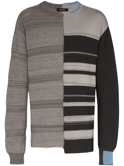 Nulabel Reflector Contrast Striped Sweater In Grey
