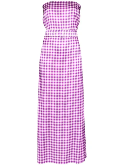 Bernadette Carrie Belted Gingham-print Maxi Dress In White