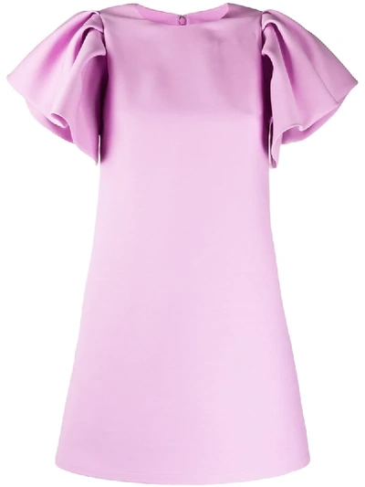 Valentino Flutter Sleeve Dress In Purple