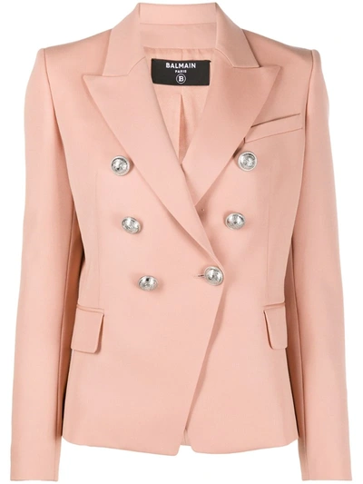 Balmain Fitted Double-breasted Blazer In Neutrals