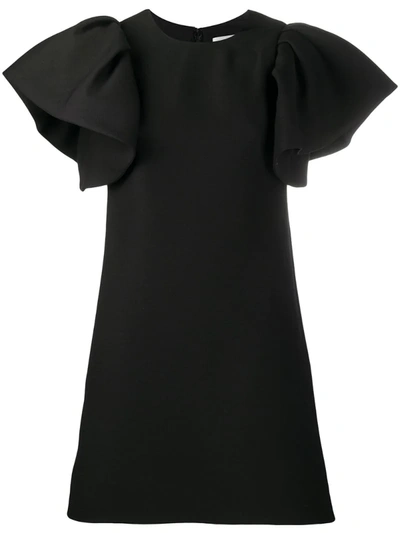 Valentino Ruffled Sleeves Dress In Black