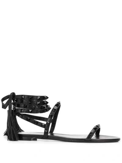 Valentino Garavani 10mm Rockstud Flair Leather Sandals In Black