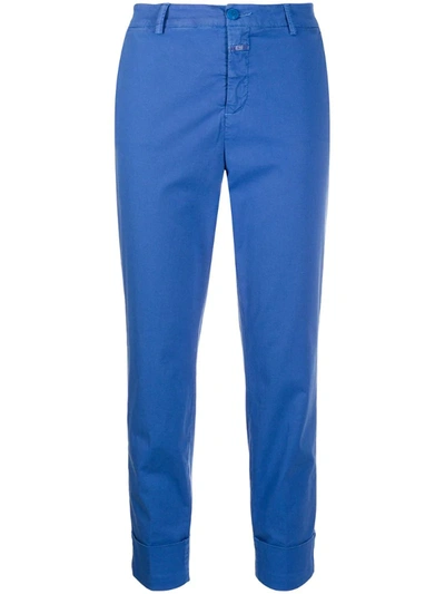 Closed Jack Chino Cotton Slim Trousers In Electric Blue