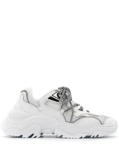 N°21 Billy Metallic Leather Sneakers In White