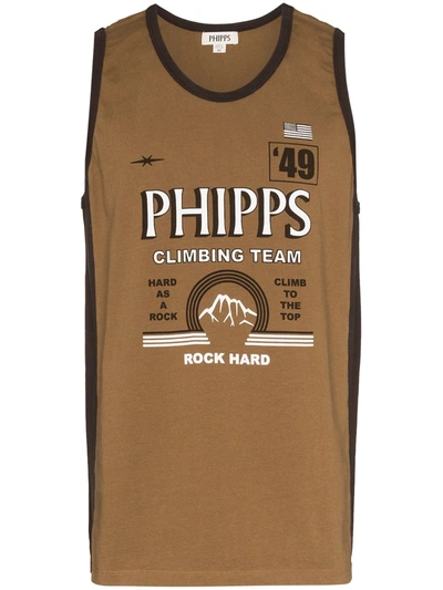 Phipps Logo Print Climbing Waistcoat Top In Brown,white