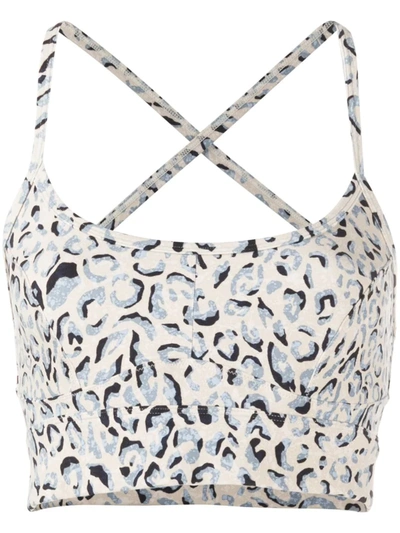 Varley Irena Leopard-print Stretch Sports Bra In Neutrals