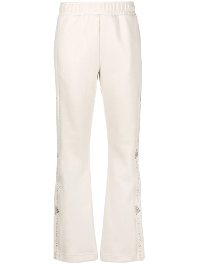 Adidas By Stella Mccartney Image Printed Organic Cotton-jersey Flared Track Pants In Neutrals