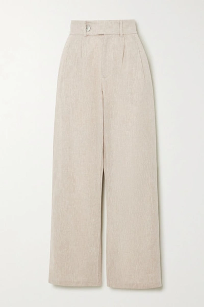 The Line By K Bettina Linen-blend Wide-leg Pants In Beige