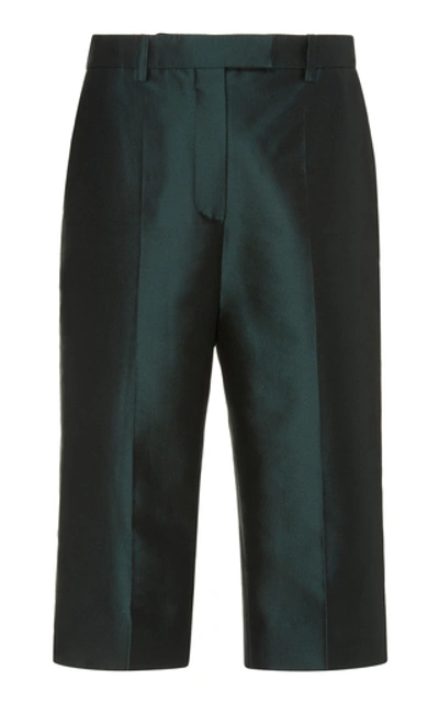 Givenchy Wool And Silk-blend Satin-twill Shorts In Green