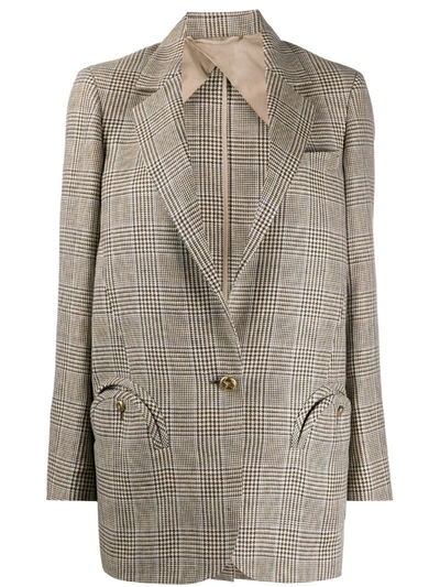 Blazé Milano Merit Weekend Oversized Prince Of Wales Checked Linen And Wool-blend Blazer In Gray