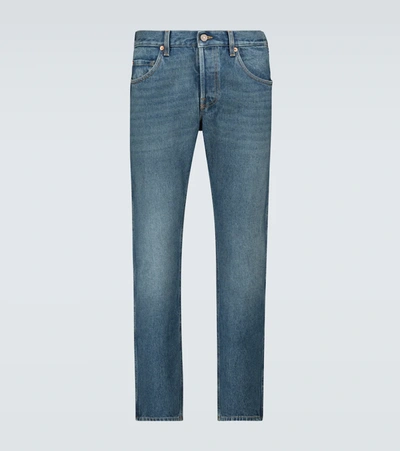 Gucci Washed-effect Straight Leg Jeans In Blue