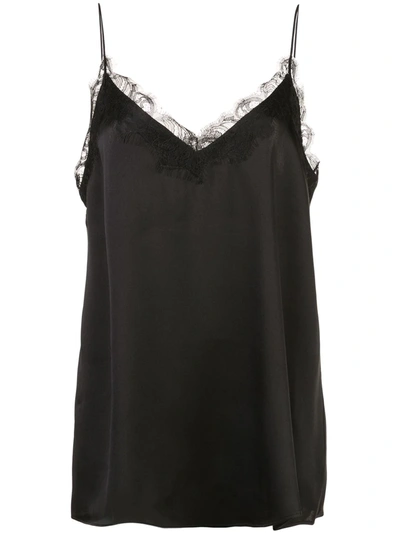 Anine Bing Belle Lace-trimmed Silk-satin Camisole In Black