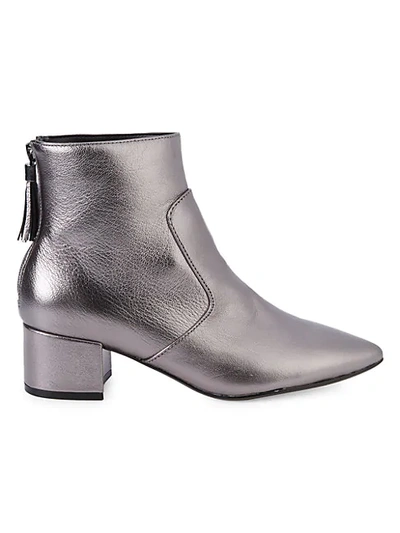 Karl Lagerfeld Maude Metallic Ankle Boots In Silver