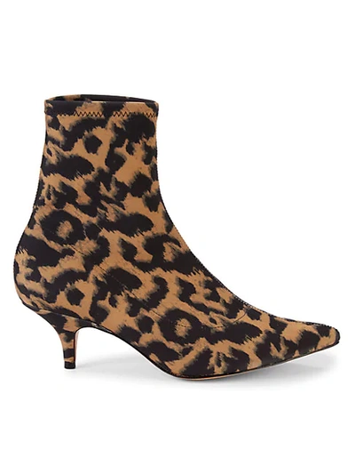 Schutz Casandra Cheetah-print Sock Booties In Caramel
