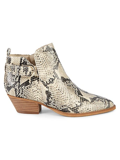 Sam Edelman Neena Embossed Snakeskin-print Leather Heeled Booties In Black Nude