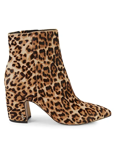 Sam Edelman Hilty Leopard-print Cow Hair Booties In Tan