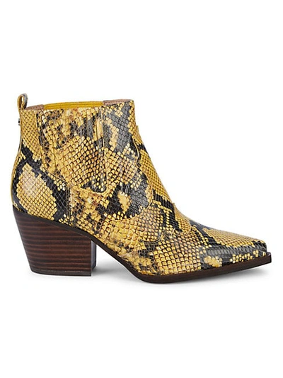 Sam Edelman Winona Snake-print Leather Booties In Yellow Embossed Leather