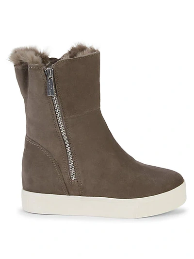 J/slides Winnie Faux Fur-lined Suded Mid-calf Boots In Taupe