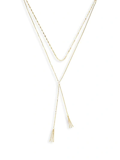 Saks Fifth Avenue 14k Gold Two-strand Tassel Y-drop Necklace