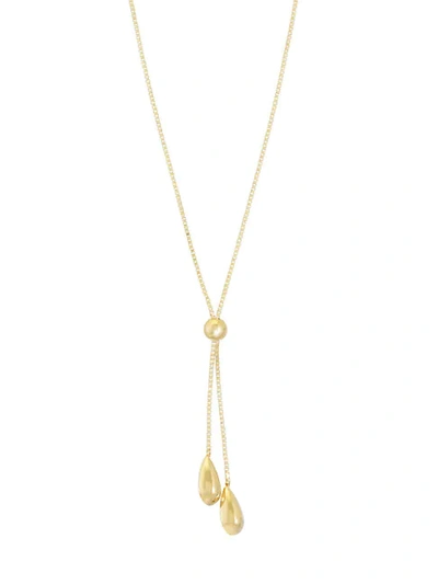 Saks Fifth Avenue 14k Yellow Gold Teardrop Box Chain Lariat Necklace