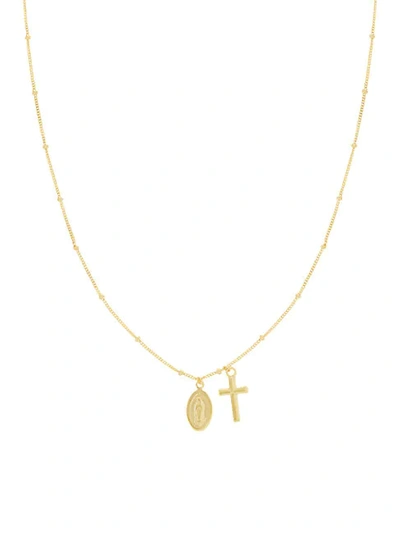 Saks Fifth Avenue 14k Gold Cross & Medal Choker Necklace