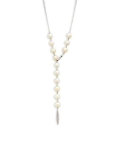 Adriana Orsini Silvertone, Crystal & 5-7mm Pearl Necklace