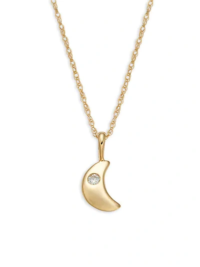 Saks Fifth Avenue 14k Yellow Gold & Diamond Moon Pendant Necklace