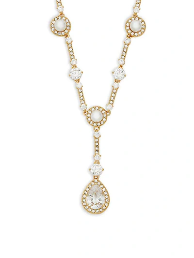 Adriana Orsini Goldtone, Faux Pearl & Crystal Pendant Necklace