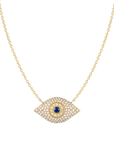 Saks Fifth Avenue 14k Yellow Gold, Sapphire & Diamond Evil Eye Pendant Necklace