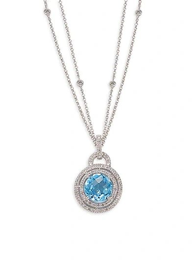 Saks Fifth Avenue 14k White Gold, Blue Topaz & Diamond Pendant Necklace