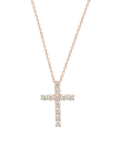 Saks Fifth Avenue 14k Rose Gold Diamond Cross Pendant Necklace