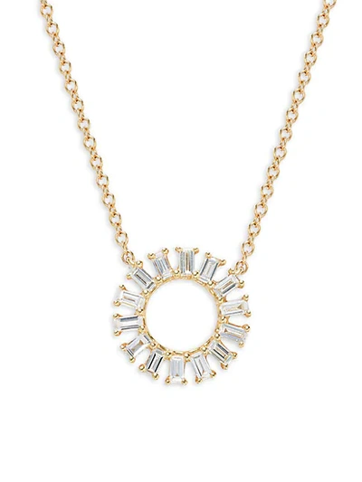 Saks Fifth Avenue 14k Yellow Gold Baguette Diamond Open-circle Pendant Necklace