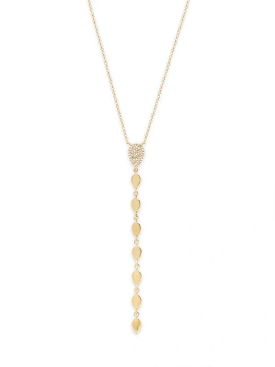 Saks Fifth Avenue 14k Yellow Gold & Pav&eacute; Diamond Y-drop Pendant Necklace