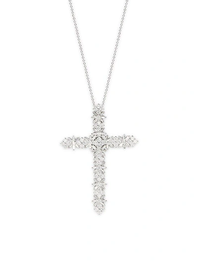 Saks Fifth Avenue 14k White Gold Diamond Cross Pendant Necklace