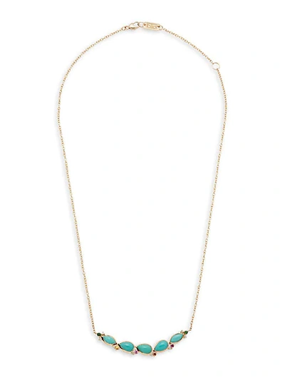 Ippolita Prisma 18k Yellow Gold Turqouise, Diamond & Multi-stone Bar Pendant Necklace