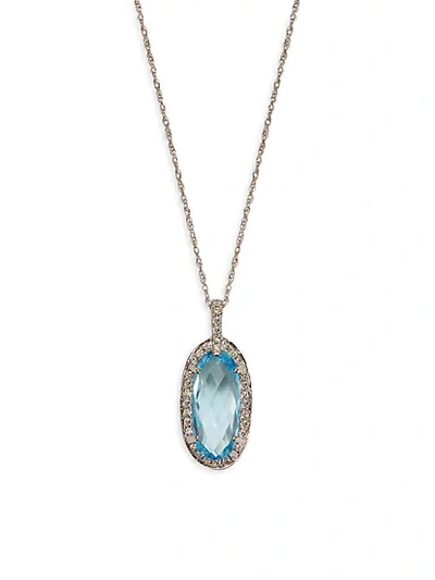 Saks Fifth Avenue 14k White Gold, Blue Topaz & Diamond Pendant Necklace