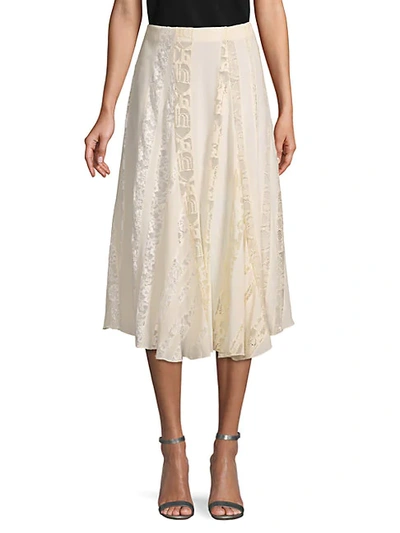 Chloé Lace-trim Silk Skirt In Ivory