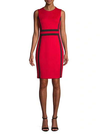 Calvin Klein Colorblock Sleeveless Sheath Dress In Red Black | ModeSens