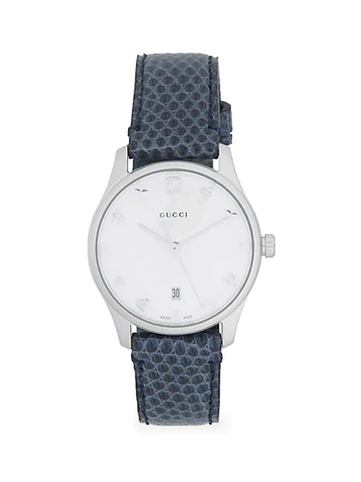 Gucci Analog Mother-of-pearl Snakeskin-embossed Leather Strap Watch