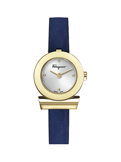 Ferragamo Gancino Stainless Sterling & Leather-strap Watch